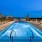 swimming pool lit at night