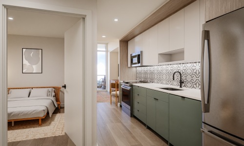 Bedroom next to kitchen