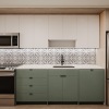 Kitchen with tile backsplash, stainless steel appliances, and under cabinet lighting